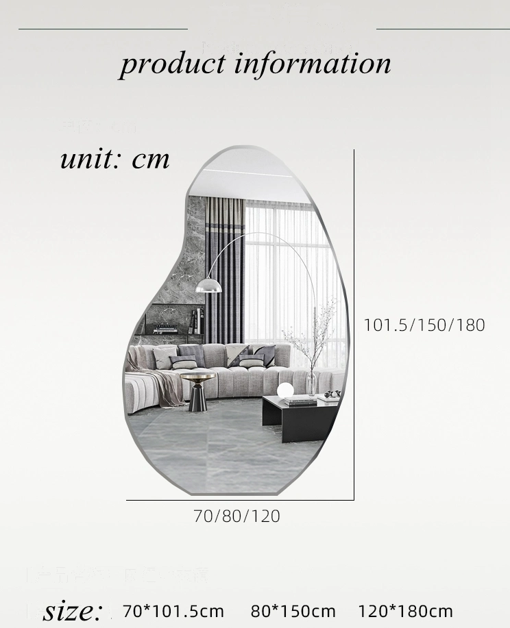 Irregular Popular Silver Wall Decorative Full Length Furniture Dressing Mirror