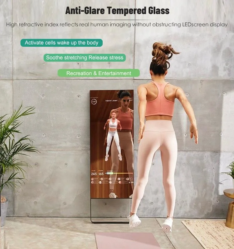 32 Inch 43 Inch Floor Stand LCD Display Kiosk Android Touch Screen Interactive Smart Magic Fitness Mirror for Workout